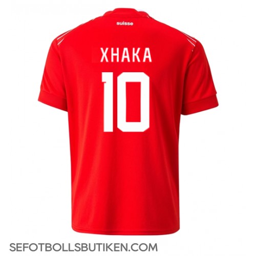 Schweiz Granit Xhaka #10 Replika Hemma matchkläder VM 2022 Korta ärmar